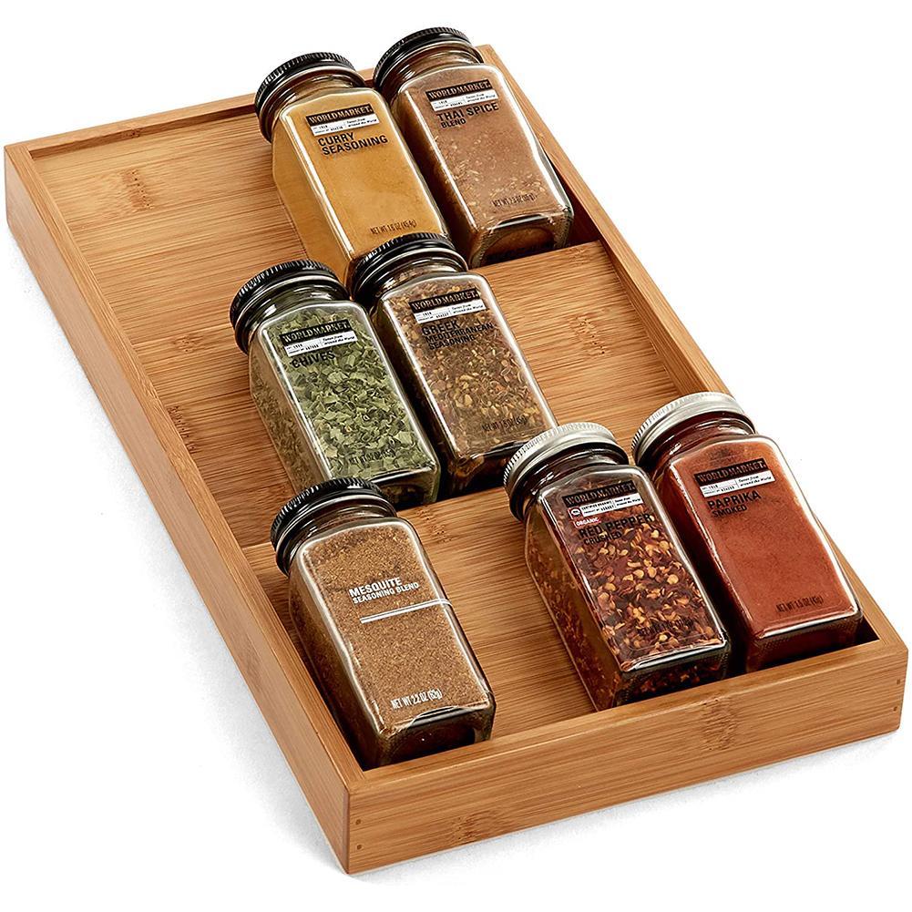 Bamboo Drawer-Style Seasoning Rack